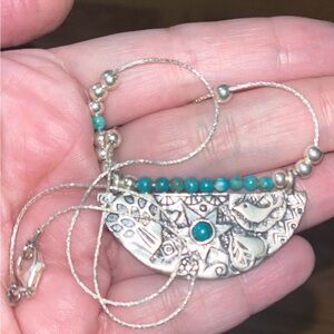 Sterling Silver and Turquoise Pendant Necklace